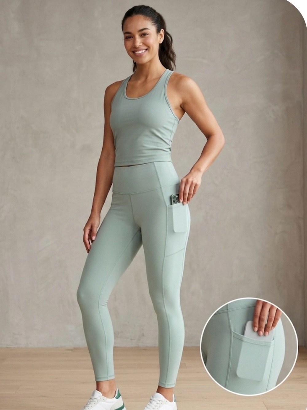 Danskin Sage Green High-Waist Pocket Leggings/F015